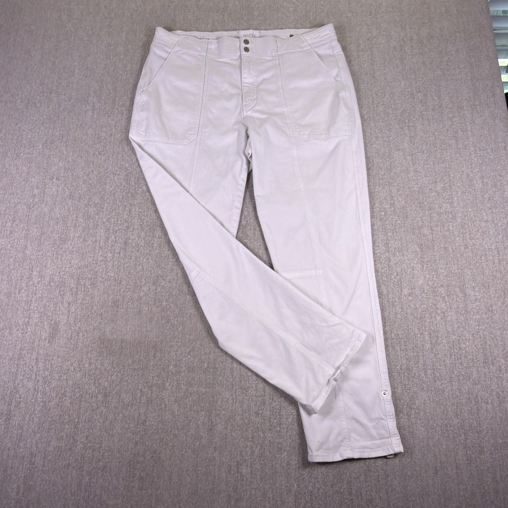 White House Black Market Straight Crop Pants Women 12 White Mid Rise Pret-A-Pedi